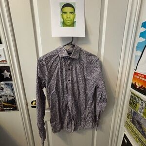 RW&CO. Purple and White Casual Button Down Shirt